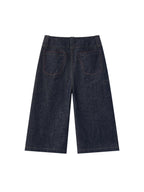 OPICLOTH Essential Stitched Cropped Raw Jeans