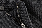 F2CE Retro Corduroy Logo Embroidery Straight-Leg Jeans