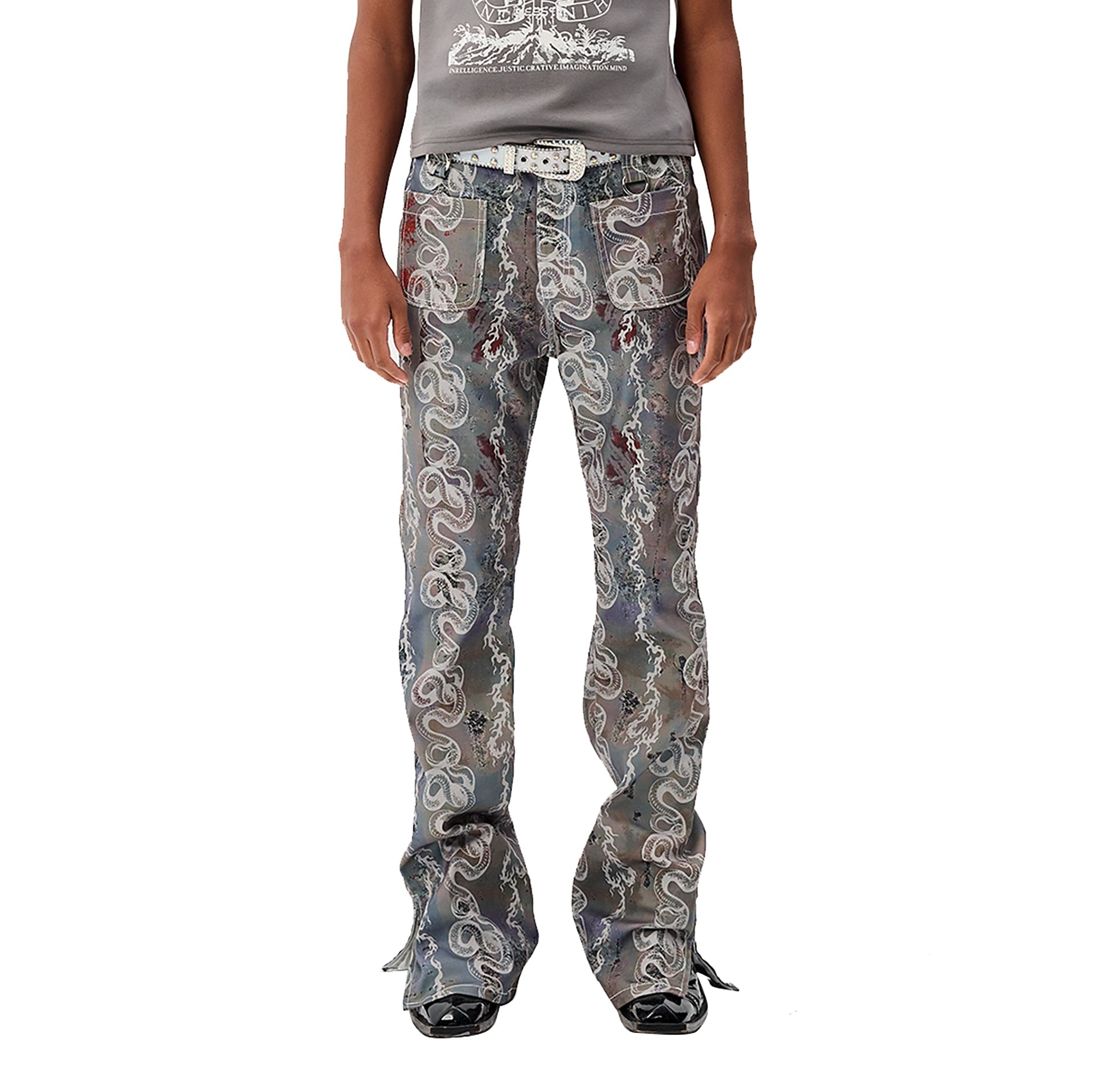 CYCYCY Serpentine Graphic Flared Jeans