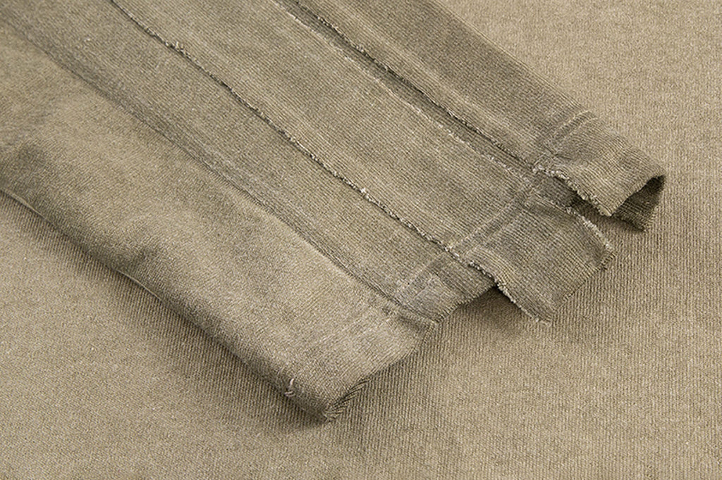 F2CE Distressed Panel-Stitched Long-Sleeve Tee