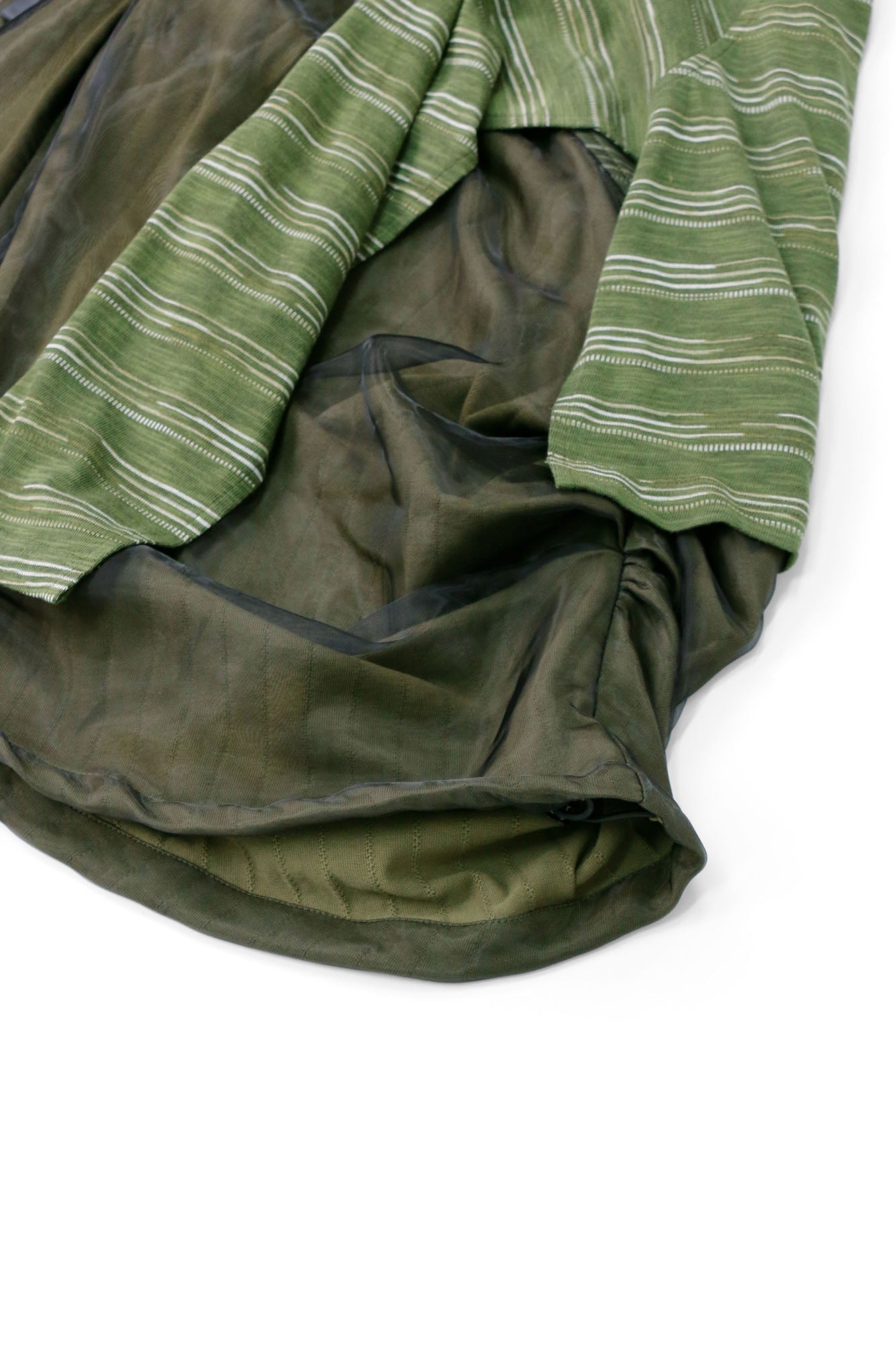 RELABEL Detachable Striped Drape Ruched Oversized Shorts Green