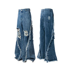 RELABEL Split Heavy-Distressed Washed Denim Pants