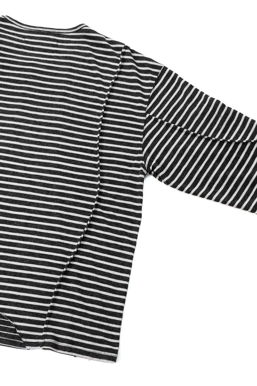 RELABEL Striped Pleated Henley Long-Sleeve Tee