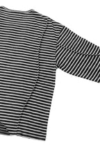 RELABEL Striped Pleated Henley Long-Sleeve Tee