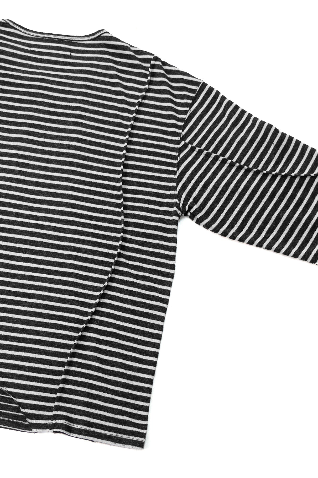 RELABEL Striped Pleated Henley Long-Sleeve Tee