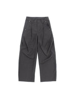 IN EXISTENCE Stripe Pleated Embroidery Curved Pants