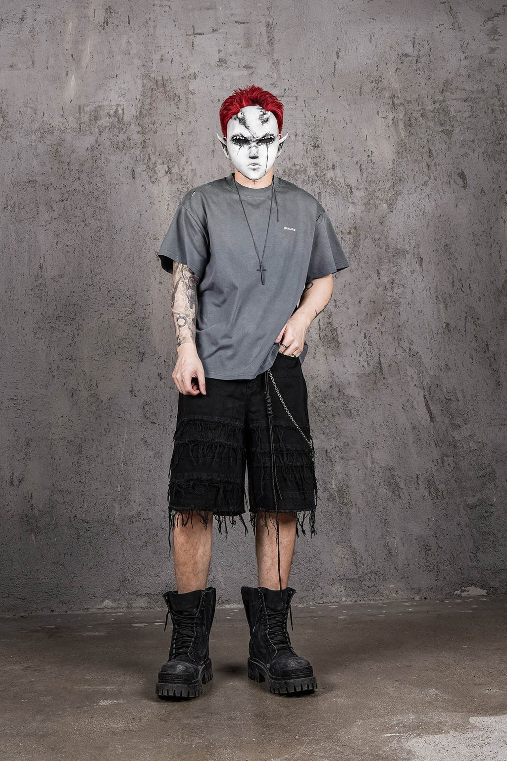 UNDERWATER Washed Ripped Gradient T-Shirt Blue