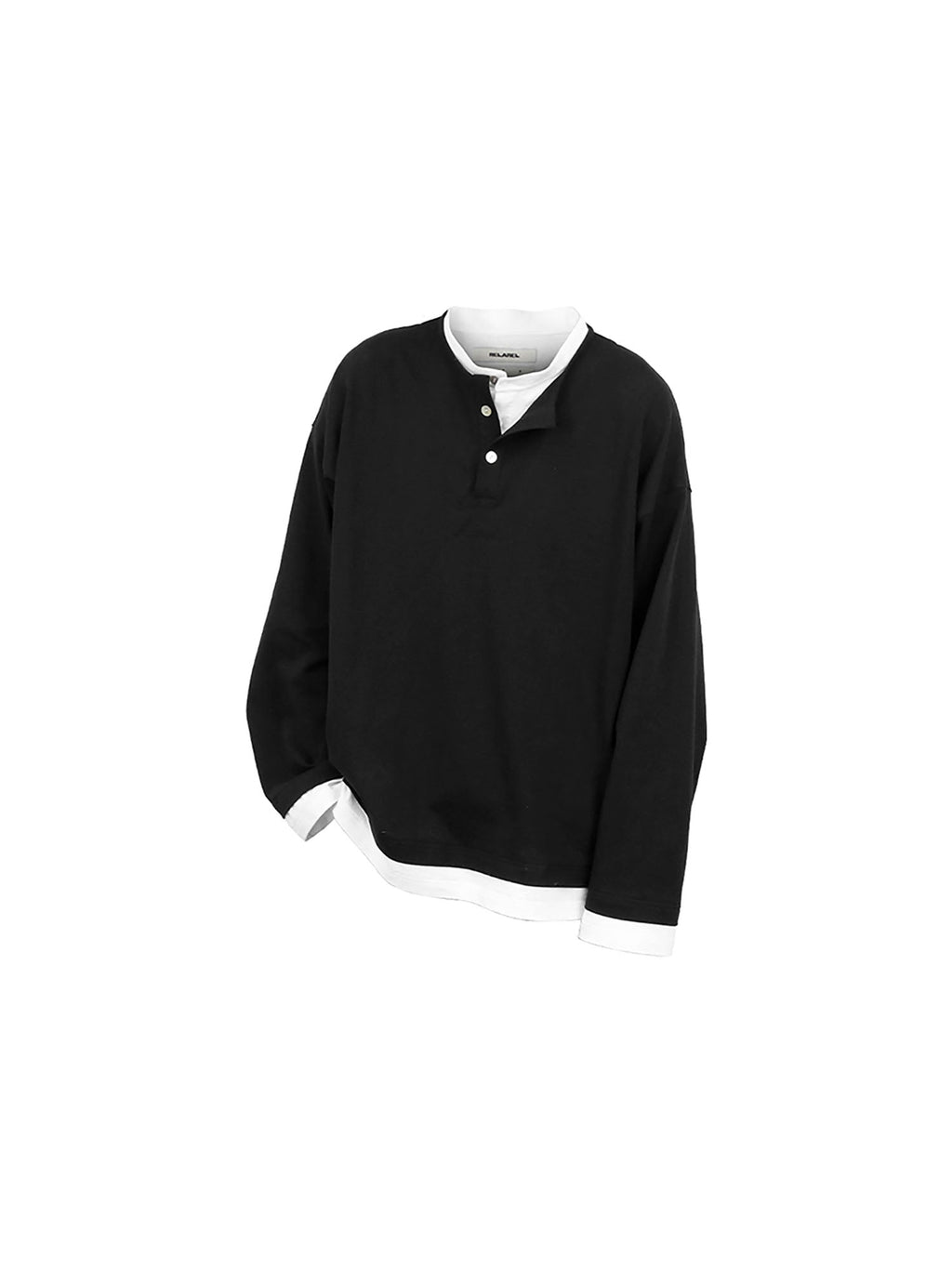 RELABEL Contrast Layered Henley Long-Sleeve Tee
