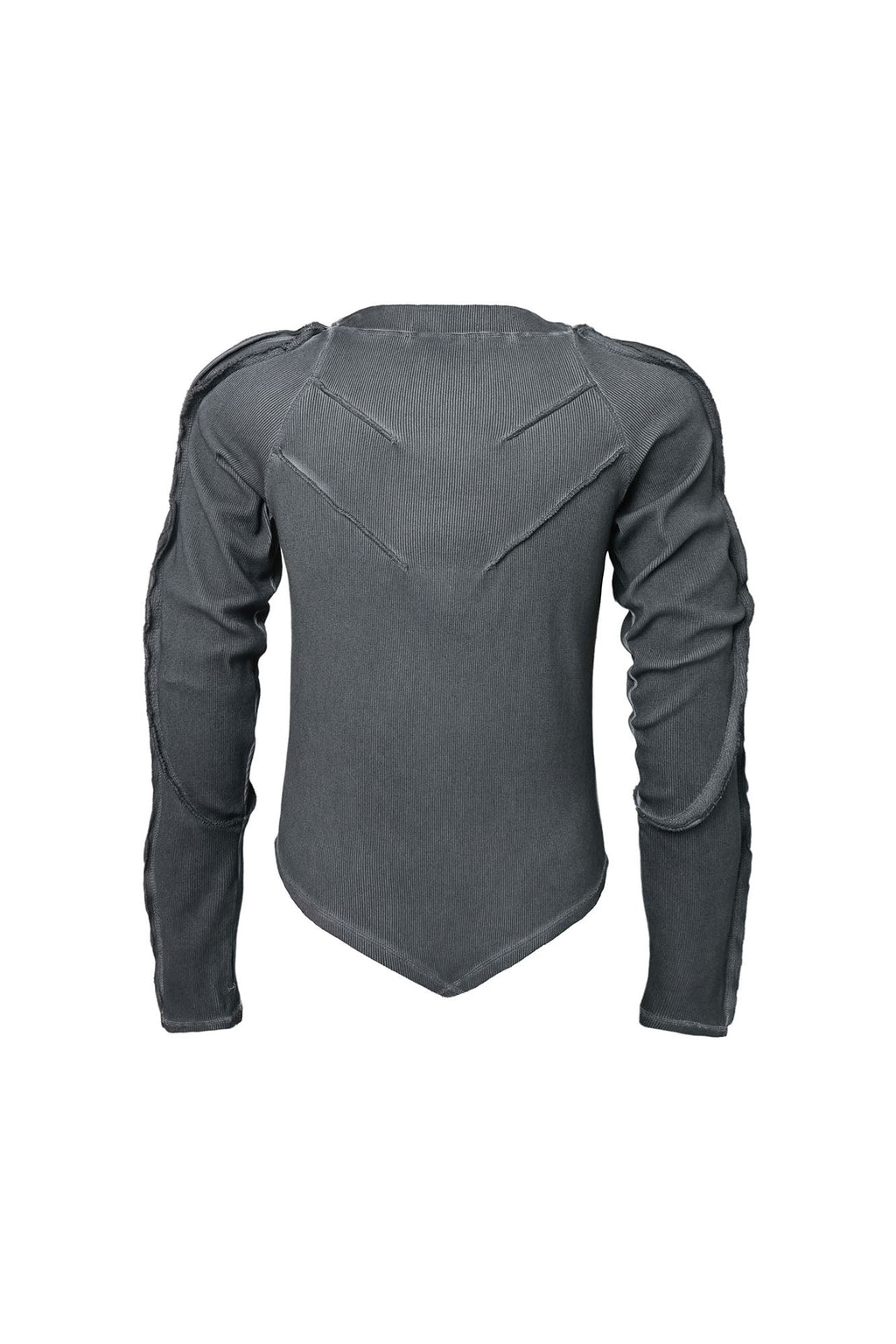 CLP Distressed Raw-Seam Paneled Long-Sleeve Tee