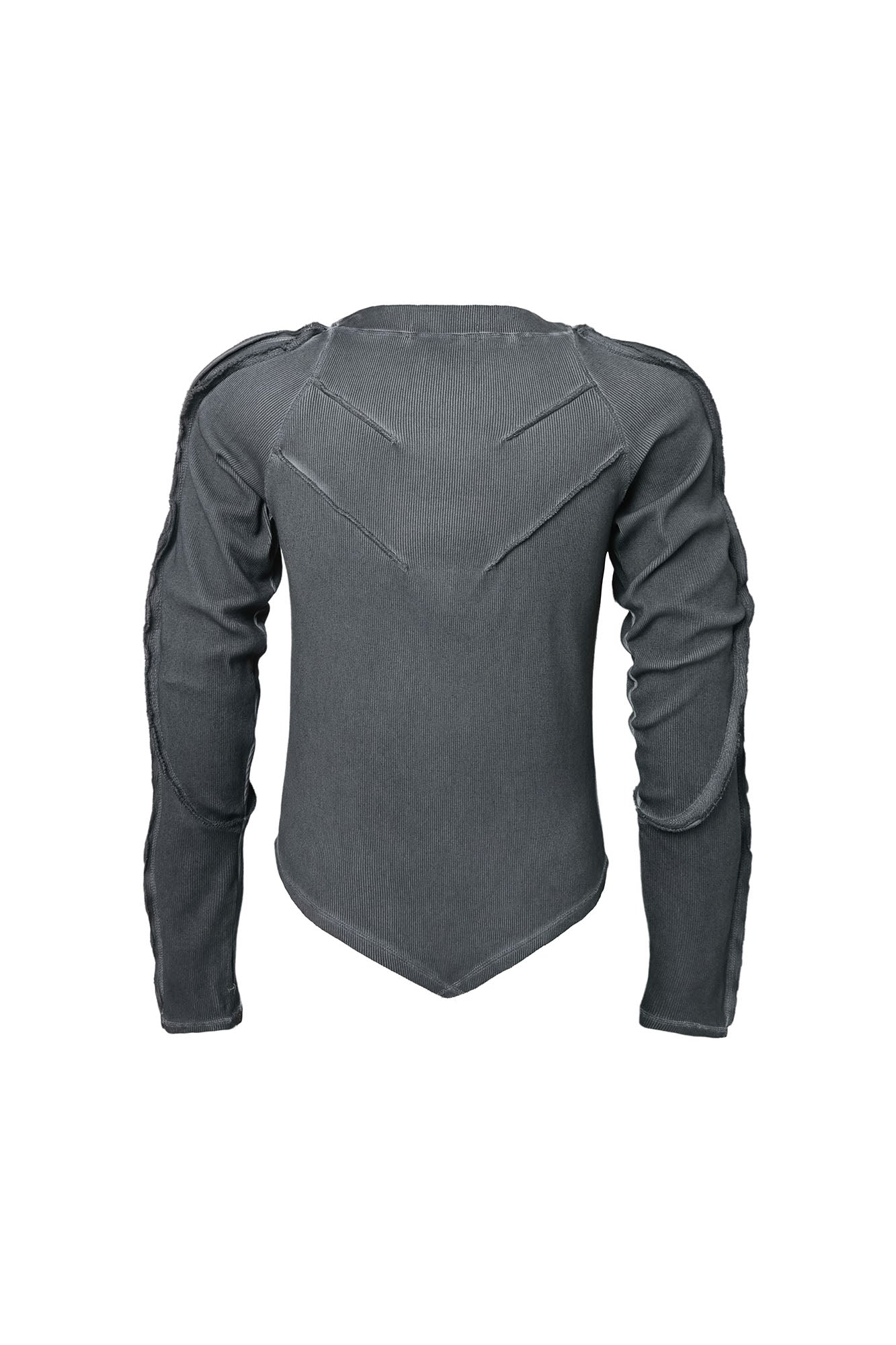 CLP Distressed Raw-Seam Paneled Long-Sleeve Tee