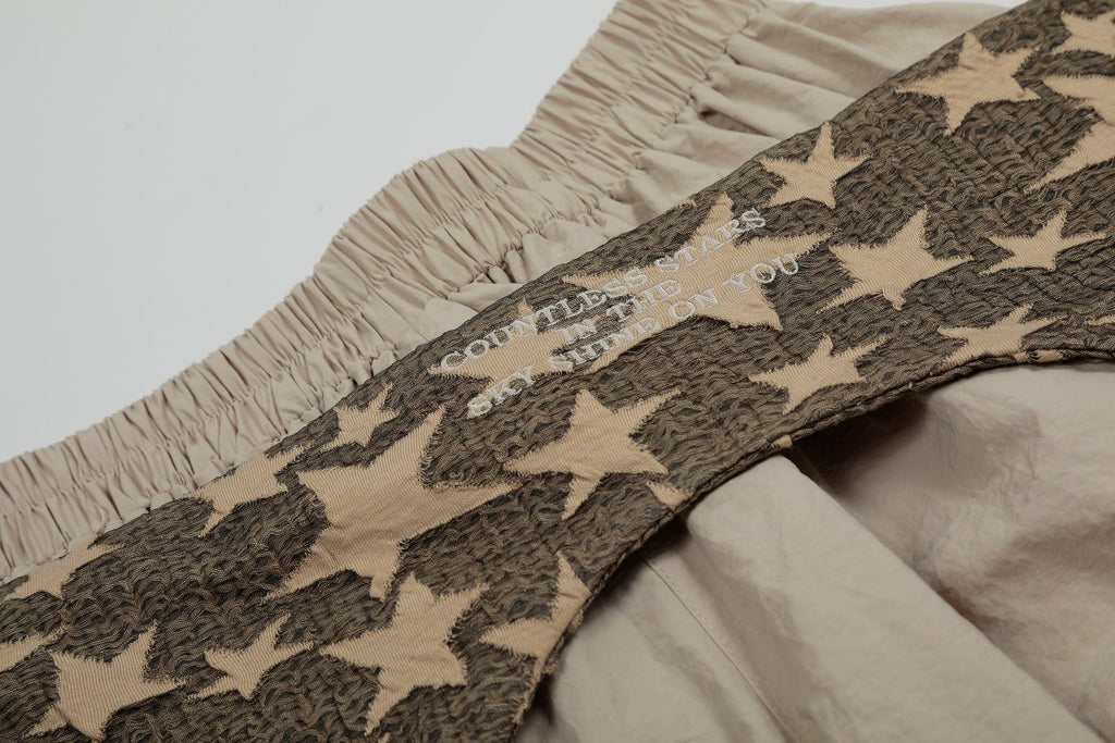 CLP Layered Crinkled Waist-Panel Parachute Pants