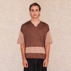 RICHILL Contrast Wool-Blended V-Neck T-Shirt