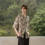 MOITIEDEPETALE Retro Floral Cupro-Blend Half Shirt
