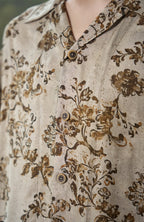 MOITIEDEPETALE Retro Floral Cupro-Blend Half Shirt