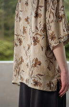 MOITIEDEPETALE Retro Botanical Cupro-Blend Half Shirt