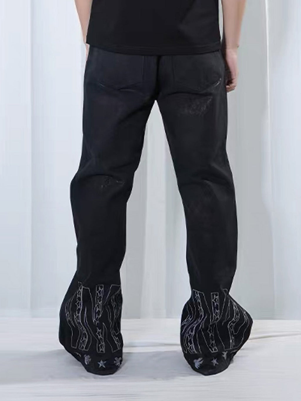 VINKID Star Graphic Crackle Waxed Jeans