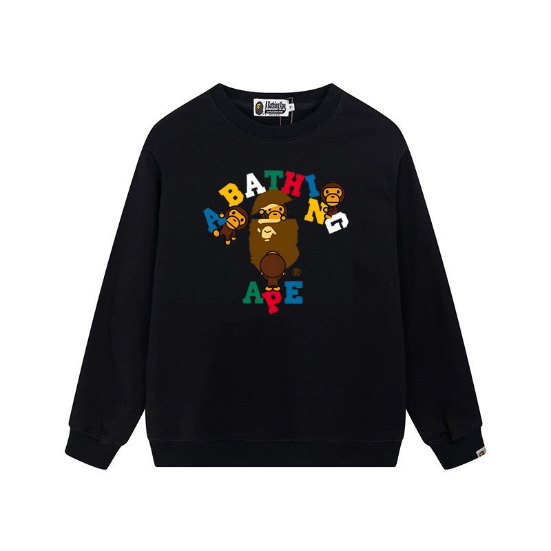 BAPE Colorful Ape Graphic Crewneck Sweatshirt Black