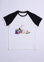 KADAKADA Essential Contrast Raglan Kitty Graphic T-Shirt