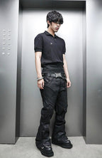 SSIN7 Wing Pocket Waxed Flared Jeans