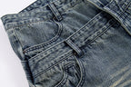 F2CE Double Waistband Washed Wide-Leg Jeans