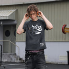 SAVAGEGROWTHWORLD Silver Foil Graphic Stripe T-Shirt