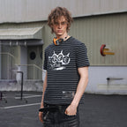 SAVAGEGROWTHWORLD Silver Foil Graphic Stripe T-Shirt