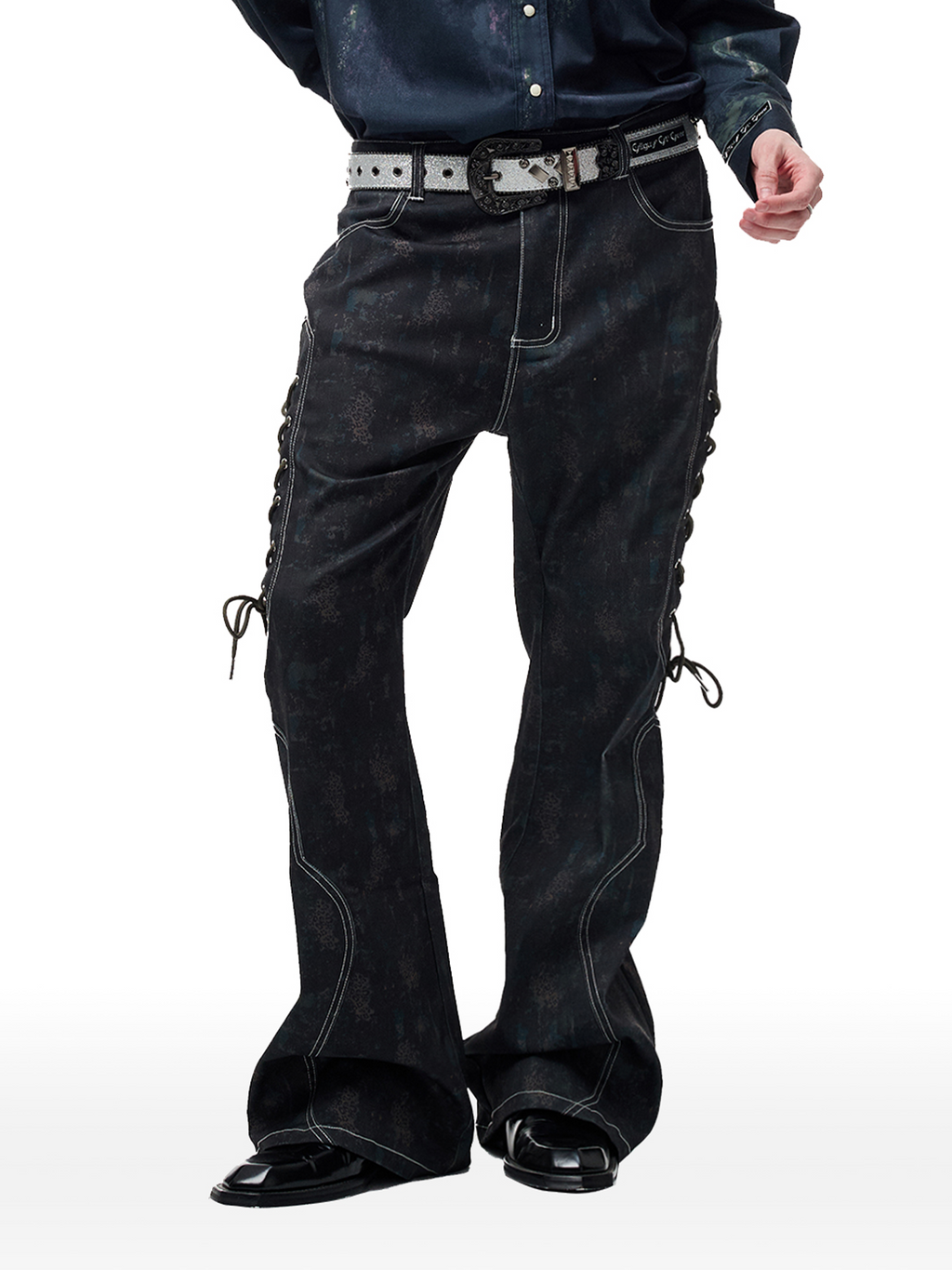 CYCYCY Wasteland Leopard Drawcord Flared Jeans