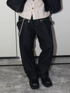 ASSEEN Faux Fur-Spliced Raw Denim Pants