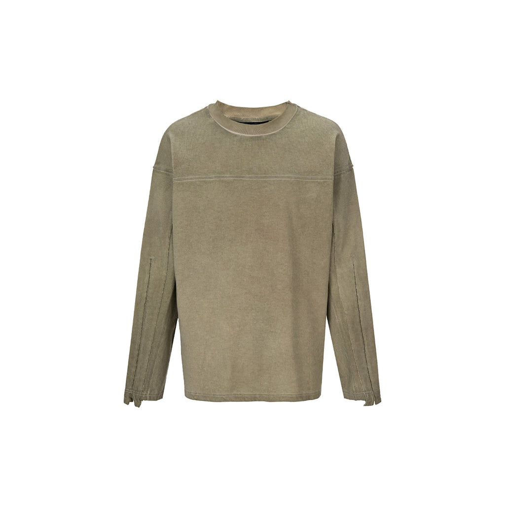 F2CE Distressed Panel-Stitched Long-Sleeve Tee