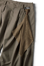 RELABEL Pinstriped Detachable-Scarf Oversized Pants Brown
