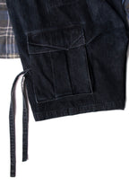 RELABEL Detachable Plaid Drape Denim Shorts