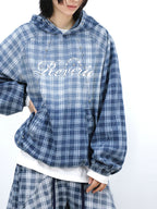 RELABEL Plaid Rivet Paneled Faded Hoodie