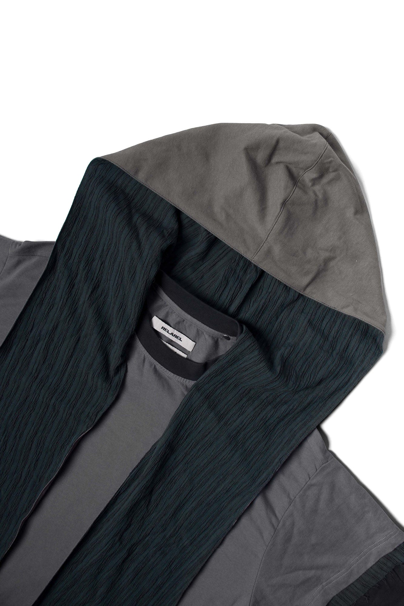 RELABEL Triple-Layer Detachable Striped Hood Long-Sleeve Tee Green