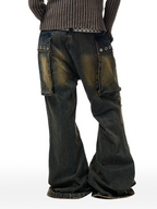 CYCYCY Distressed Big-Pocket Flared Jeans