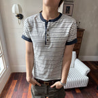 TRECLUB Stripe Henley T-Shirt