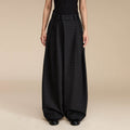 OPICLOTH Plaid Crinkled Wide-Leg Trousers