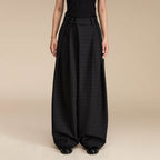 OPICLOTH Plaid Crinkled Wide-Leg Trousers