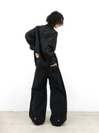RELABEL Washed Studded Panel Oversized Jeans Black