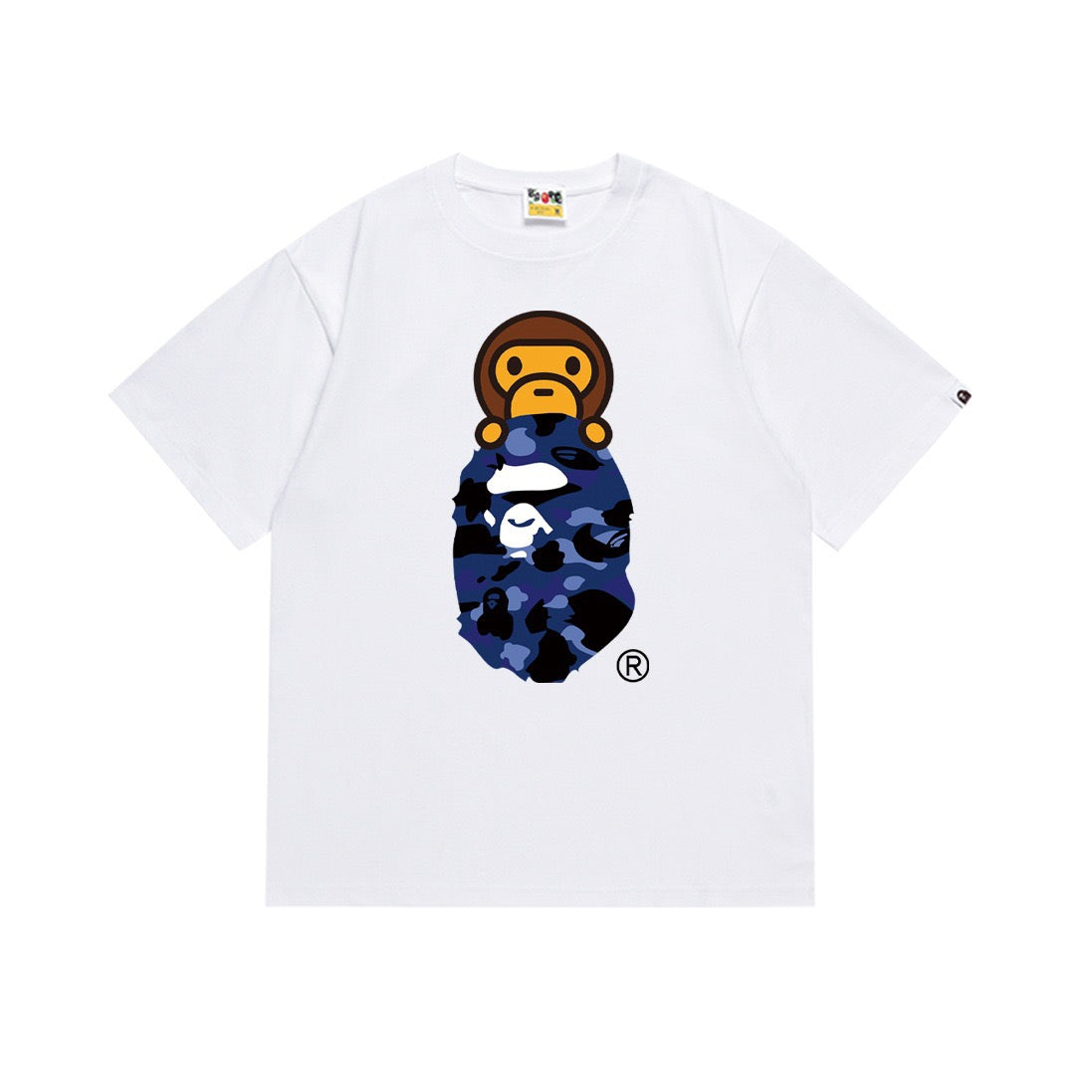 BAPE Blue Camo Ape Head T-Shirt White