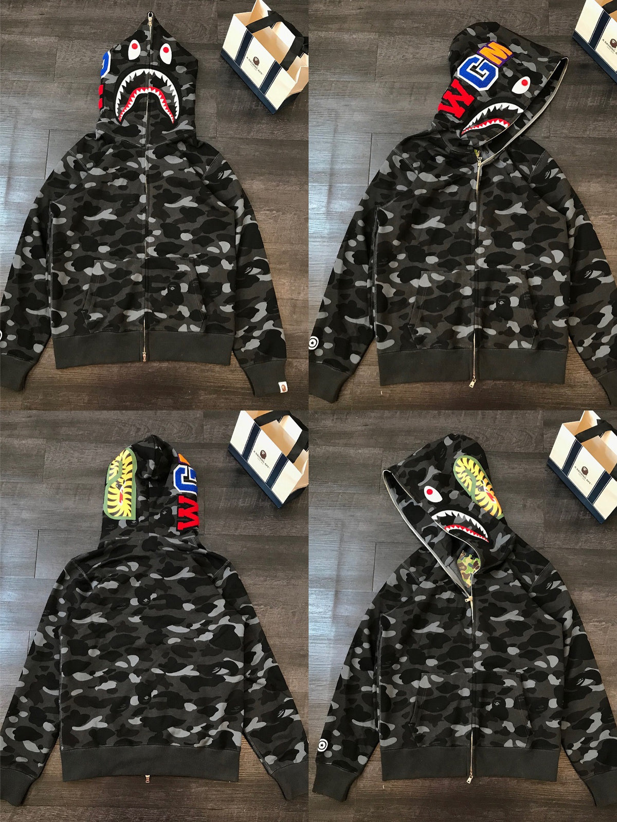 BAPE Shark Camo Full Zip Hoodie Black