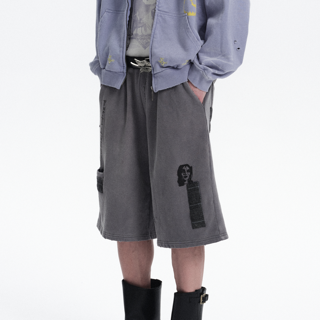 RICHILL Washed Patch Graphic Shorts