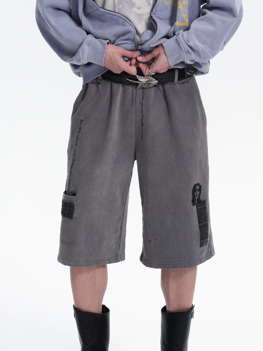 RICHILL Washed Patch Graphic Shorts