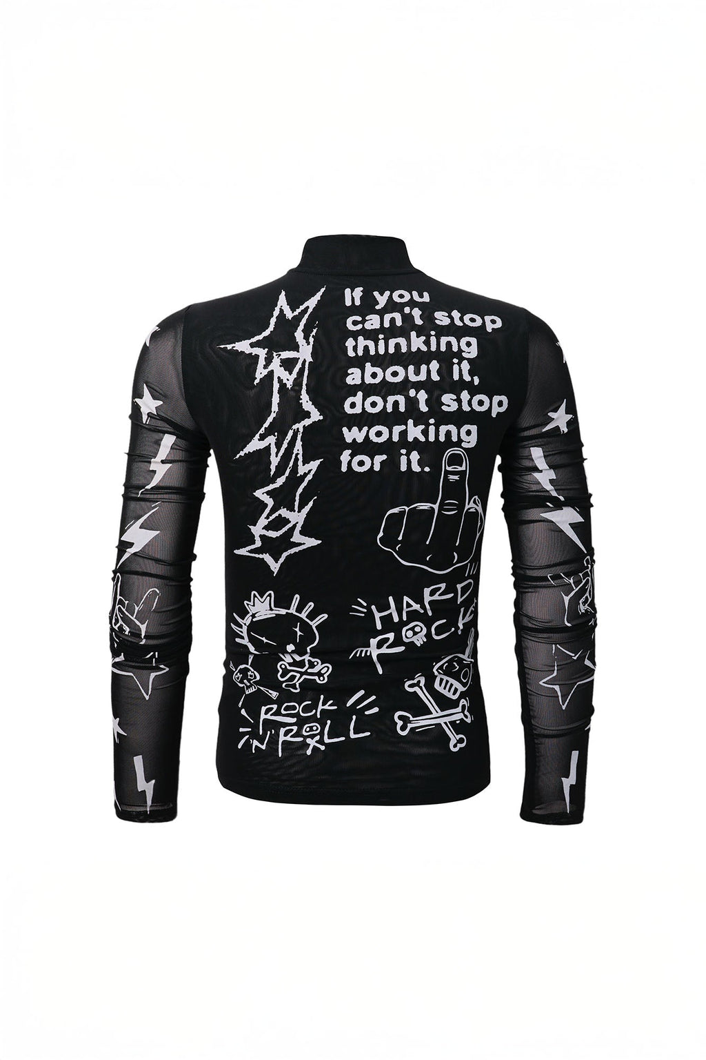 CLP Full-Print Graffiti Mesh Long-Sleeve Tee