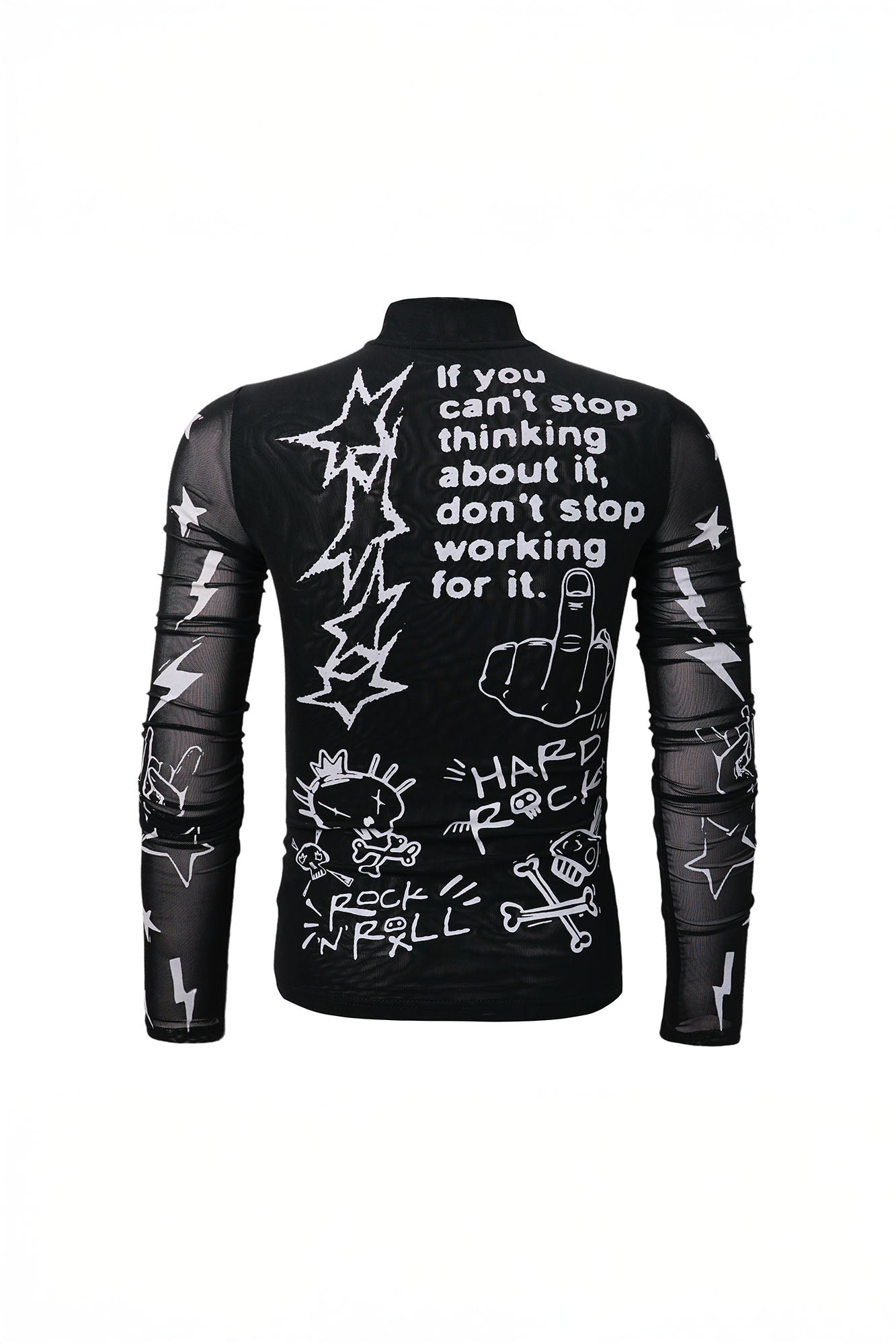 CLP Full-Print Graffiti Mesh Long-Sleeve Tee