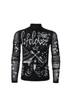 CLP Full-Print Graffiti Mesh Long-Sleeve Tee