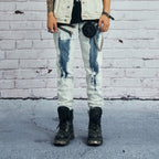VENTUREK Distressed Washed Zippered Studded Slim Jeans