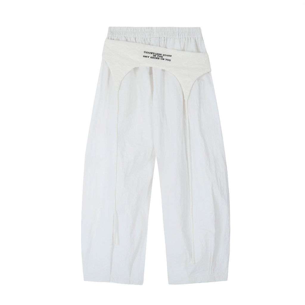 CLP Layered Crinkled Waist-Panel Parachute Pants