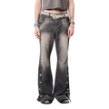 ERISSTOFF Washed Detachable Flared Jeans Gray
