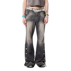 ERISSTOFF Washed Detachable Flared Jeans Gray