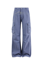 KREATE Washed Belt Graphic Crinkled Cargo Pants